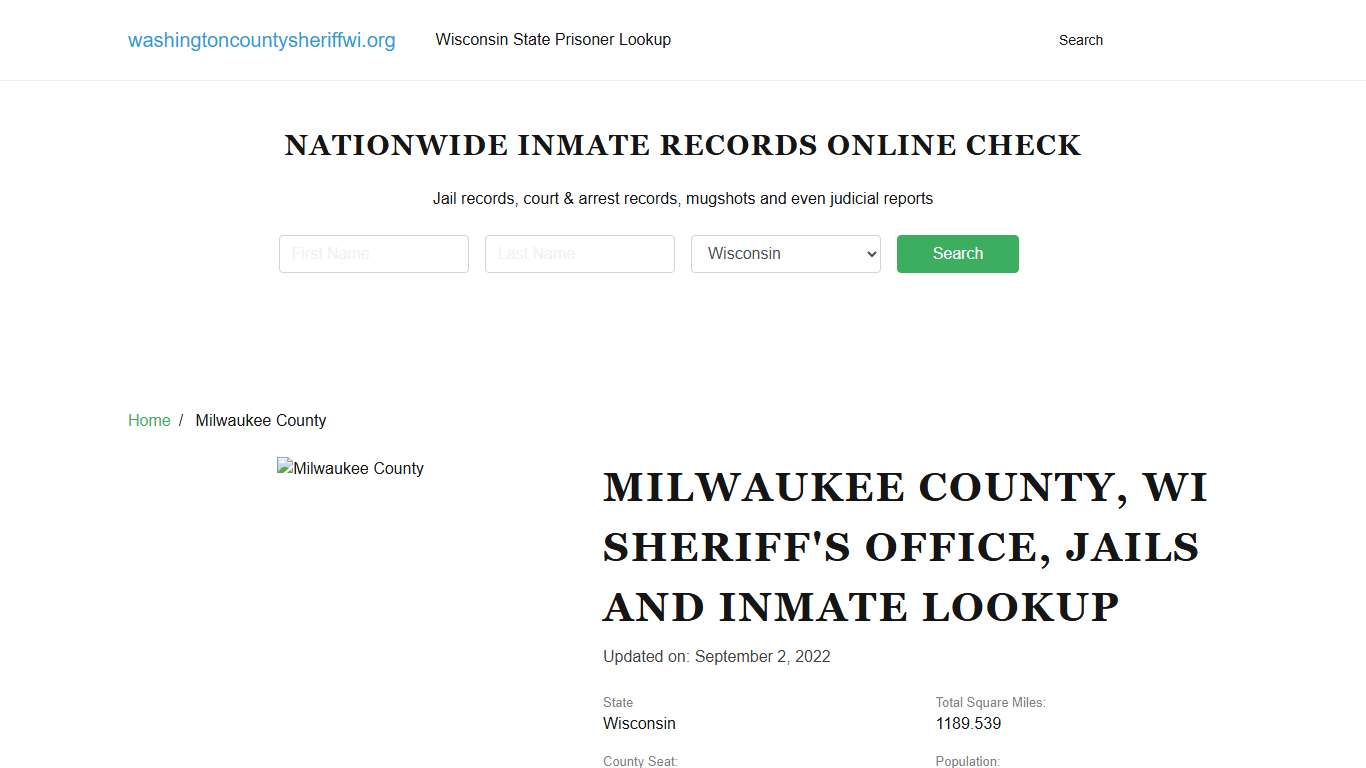 Milwaukee County WI Sheriff's Office, Jails and Inmate Lookup